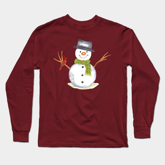 Snowman christmas in watercolor Long Sleeve T-Shirt by LatiendadeAryam